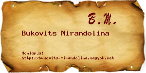 Bukovits Mirandolina névjegykártya
